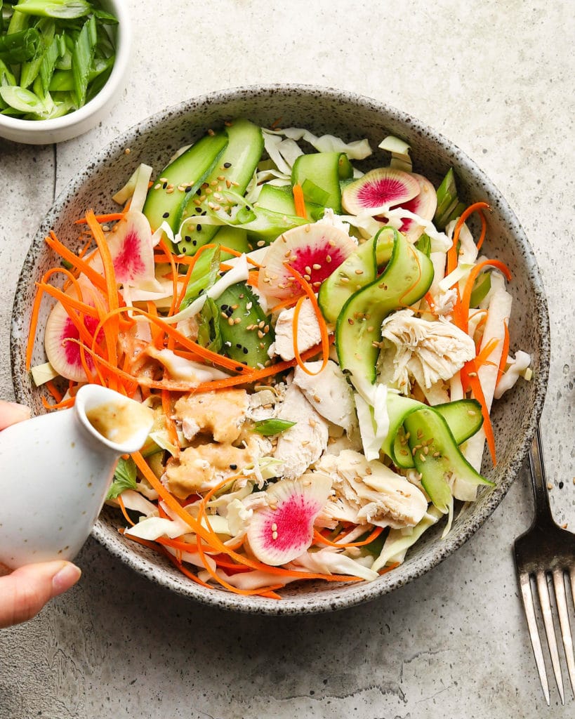 Poached Chicken Salad with a Creamy Sesame Dressing | Lindsey Eats