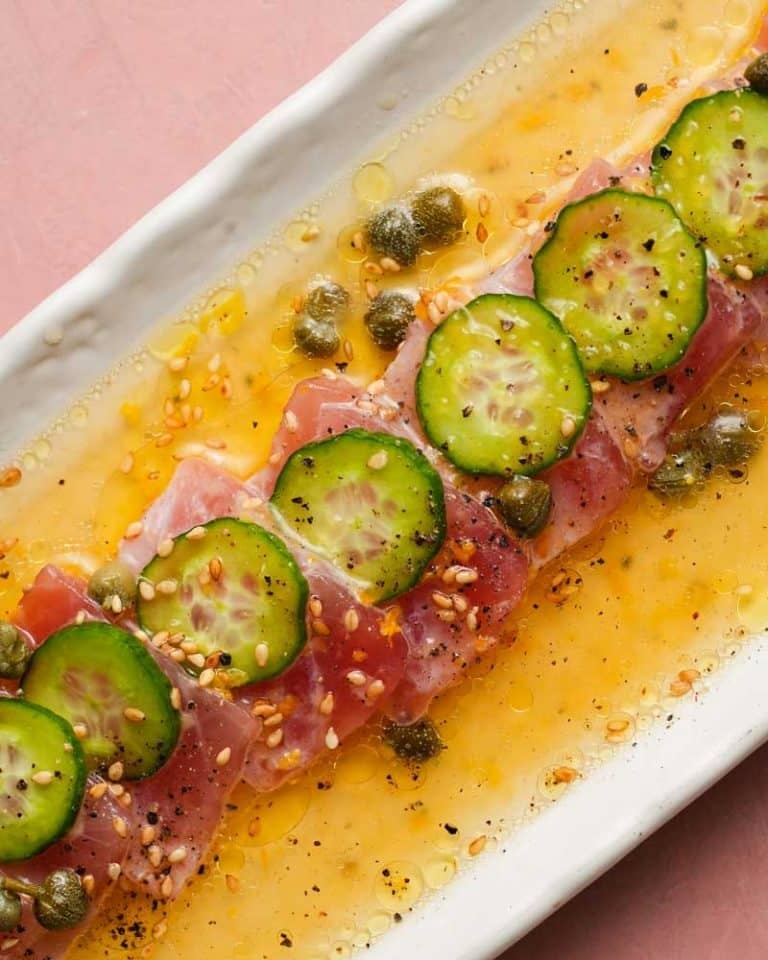 Tuna Crudo with Citrus Caper Vinaigrette Lindsey Eats