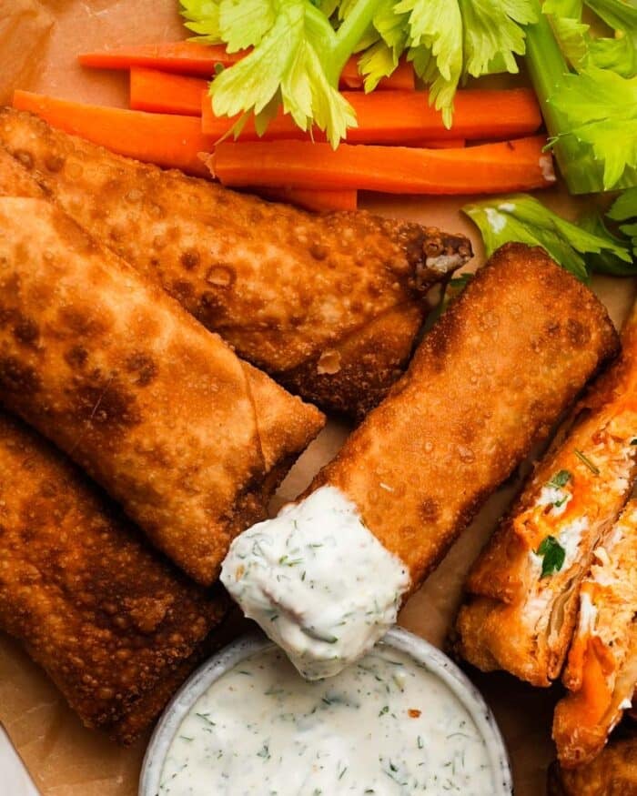 Buffalo Chicken Egg Rolls Lindsey Eats