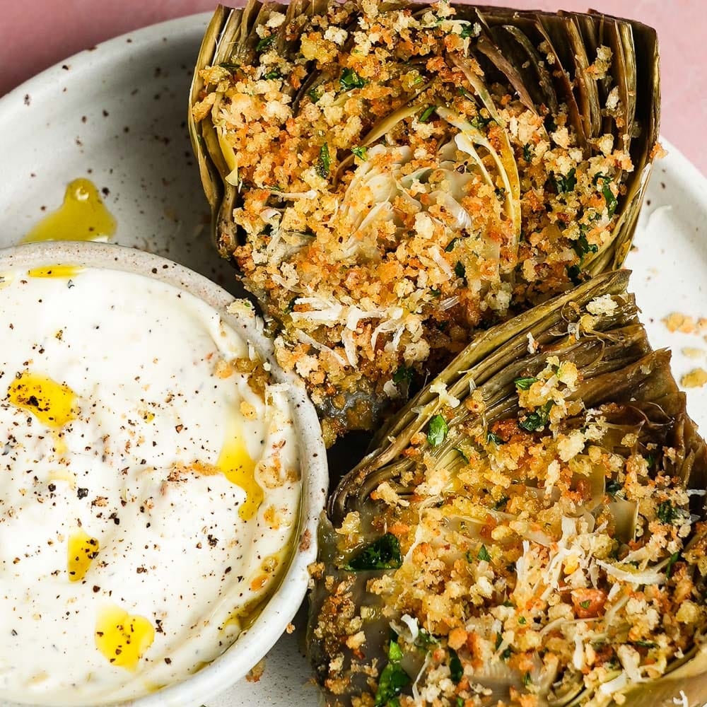 Steamed Artichokes with Lemon Herb Breadcrumbs Lindsey Eats