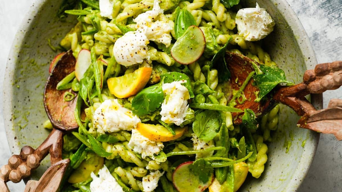 Easy Pasta Salad with Jalapeño Basil Vinaigrette Lindsey Eats