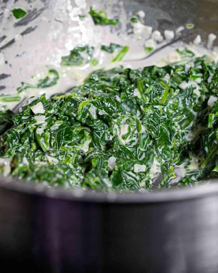 The Best Creamed Spinach with Parmesan Recipe | Lindsey Eats