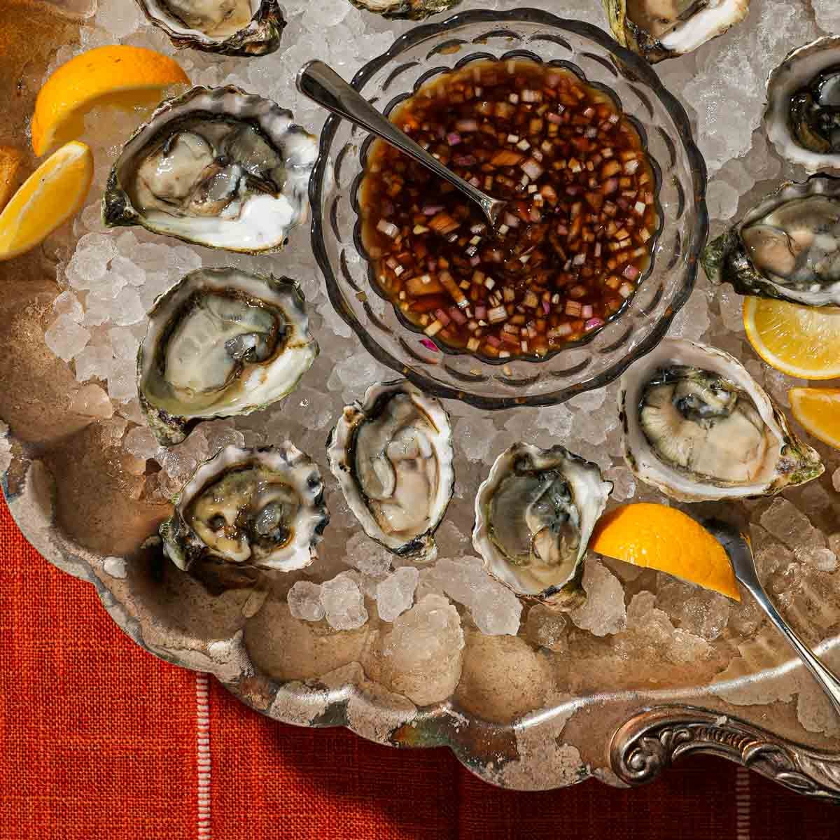 Oysters with Yuzu Kosho Ponzu Mignonette | Lindsey Eats