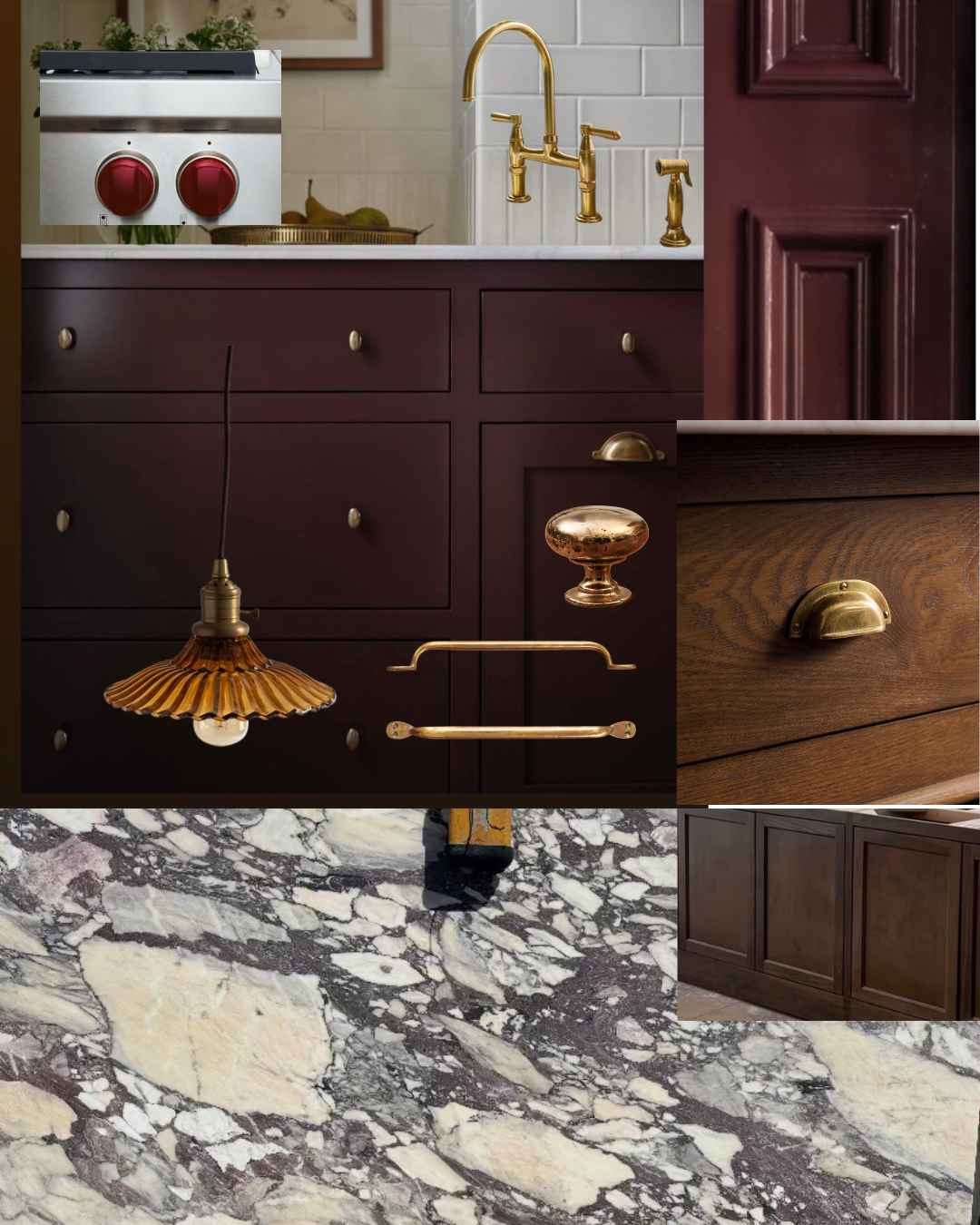 A collage of all the items being used for my Los Angeles kitchen renovation.