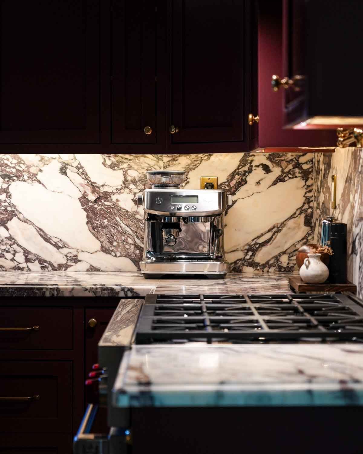 Kitchen view with an espresso machine.