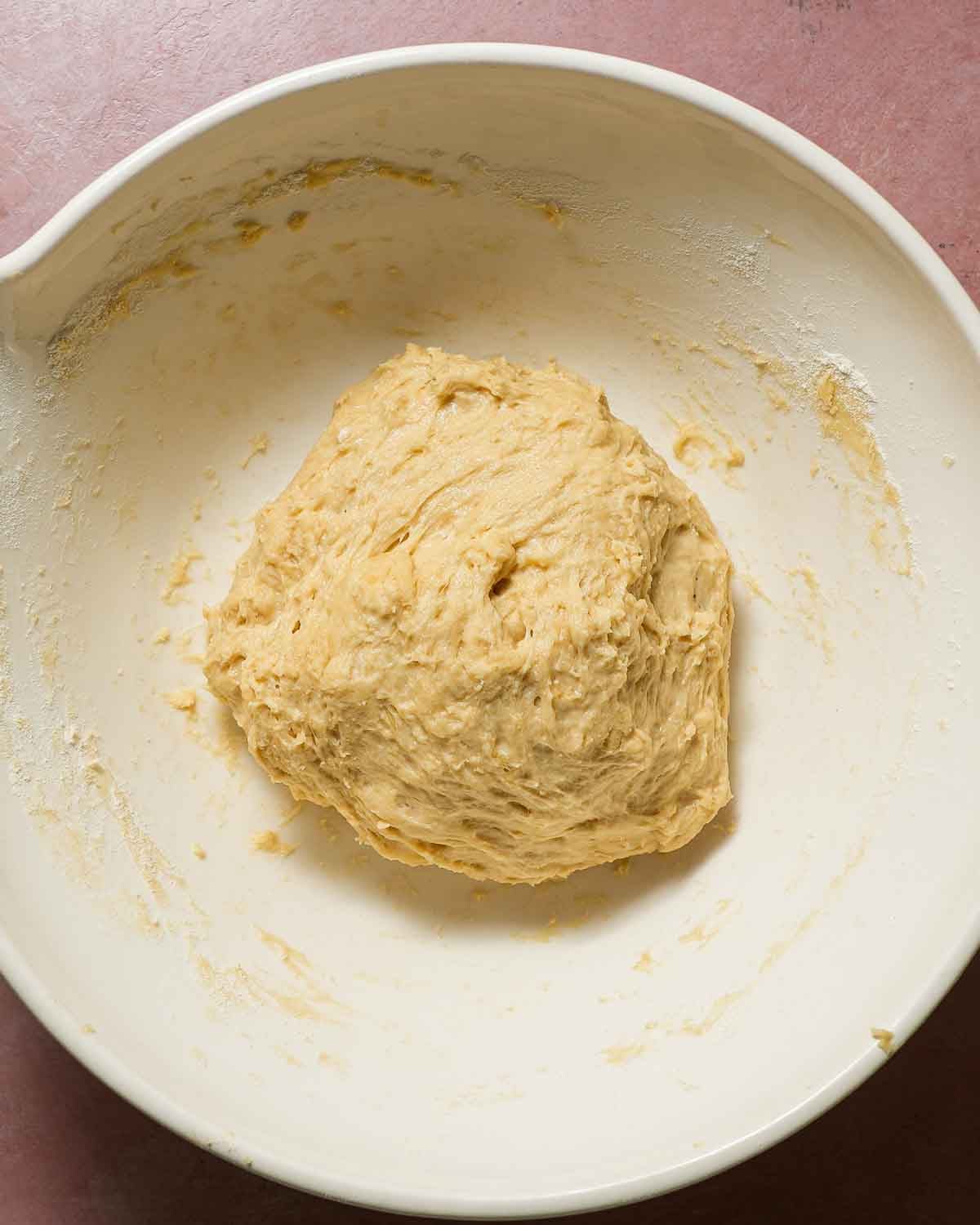 A bowl of dough ready to be proofed for challah.
